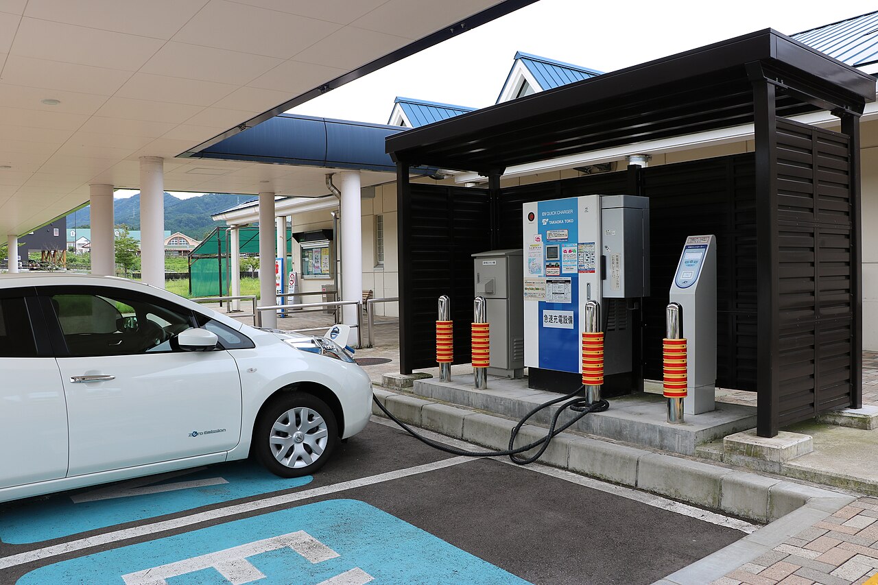 An EV charging point at a Japanese highway service area