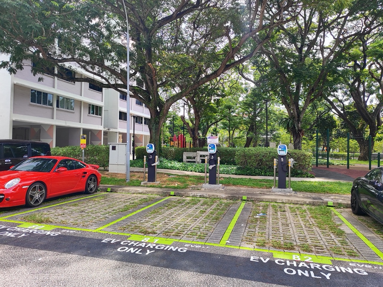 Public EV charging stations in Singapore — illustrative of charging-scarce Southeast Asian cities